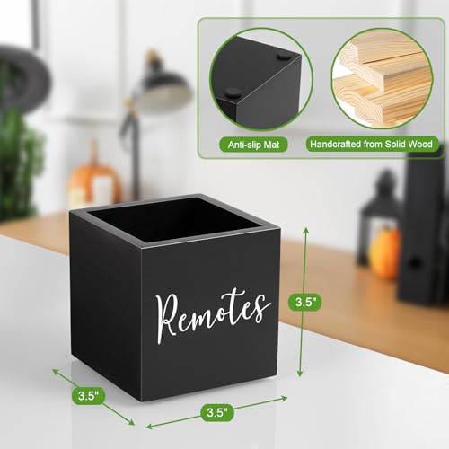 DRASTAR Remote Control Holder, Wood TV Remote Holder, Remote Storage Caddy, Remote Control Organizer (Black, 1 Slot) - color: Black, size: 1 Slot
