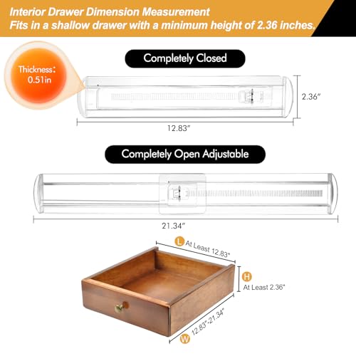 6 Pack Drawer Dividers for Clothes, 2.3" High 13"-21" Adjustable Drawer Dividers Expandable Dresser Drawer Organizer, Clear Drawer Separators for Clothes, Underwear, Cosmetic, Kitchen Utensils Storage - color: Clear, 2.3" High 13-21" Long, size: 6 Pack