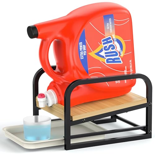 Laundry Detergent Holder Liquid Laundry Detergent Riser, Laundry Detergent Stand, Liquid Detergent Holder with Drip Tray for Laundry Room Organization (Tilted-Black) - style: Tilted-Black