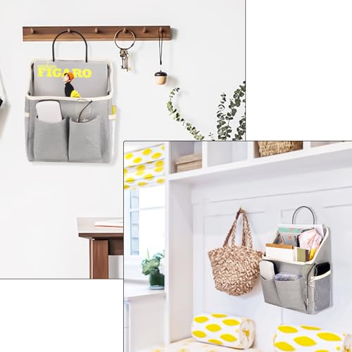 LYroo 2 Pack Wall Hanging Bag Organizer Basket with Pockets for Bathroom Bedroom Kitchen Dorm Room Essentials Rv Storage and Organization (Gray) - color: Grey