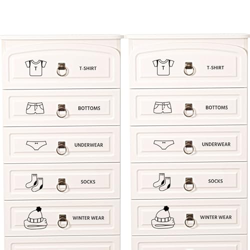 Clothing Decals Stickers Boys Girls Clothing Sort Drawer Labels Removable Clothes Storage Classification Label Organizing Stickers for Wardrobe Closet Drawer Organizer Organizing Sorting Box Decor