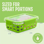 Ello Duraglass 3.4 Cup Meal Prep Sets 10Pc, 5 Pack Set- Glass Food Storage Container with Silicone Sleeve and Airtight BPA-Free Plastic Lids, Dishwasher, Microwave, and Freezer Safe, Fruit Salad - color: Fruit Salad, size: 3.4 Cup
