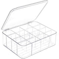 DILIBRA Socks Underwear Drawer Organizer for Closet, 16 Compartment Removable Divided Plastic Clear Sock Storage Box with Lid, Underwear Storage Tie Organizer Box for Bra Socks Ties Scarf Tea Bag