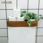 Hanobe Bathroom Toilet Tank Basket: Wood Acacia 2pcs Toilet Paper Topper with Vanity Tray Back of Organizer Toiletry Storage Holder Box