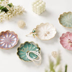 Lotus Ring Holder Dish Small Indoor Ash Tray, Ceramic Dessert Plate Trinket Jewelry Holder Organizing Necklace Earrings for Parents Friends Sister, Deep Purple. All Jewelries Are NOT Included. - color: Purple-Round