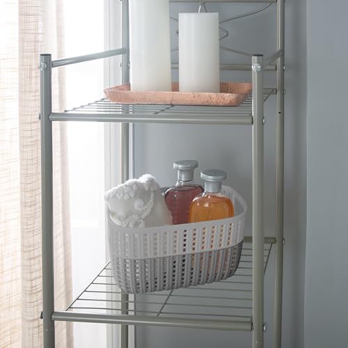 Simplify 2 Tone Sailor Knot Plastic Storage Tote | Decorative Basket | Closet Organization | De-clutter | Accessories | Toys | Bathroom Organization | Small | Grey/Grey - color: Grey/Grey, size: Small, style: 1 Pack