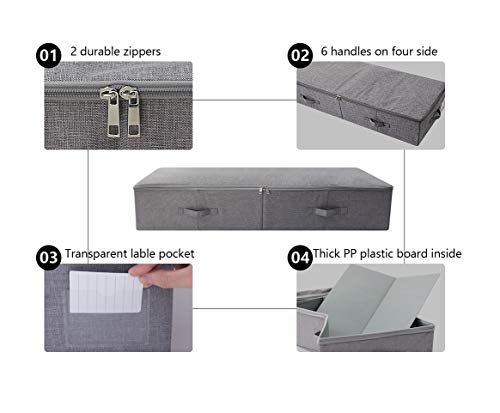 iwill CREATE PRO Under Bed Storage Bin, 100cm Large Foldable Container with Lid | 39.4"x16.9"x7" Dust-Proof Washable Organizer for Shoes, Clothing, Bedding | Durable Plastic Board, Dark Gray - color: Dark Gray