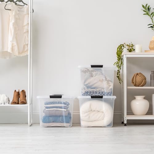 IRIS USA 2-Pack Storage Bins with Lids, 72 Quart, Made in USA Stackable See-Through Organizing Solution Latches Durable Nestable Containers Secure Pull Handle, BPA-Free Plastic - color: Clear, size: 72 Qt, style: 2 Pack