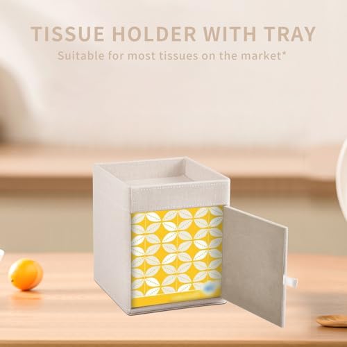 Tissue Box Cover with Storage Tray Square Tissue Box Holder PU Leather Facial Tissues Organizer Tray for Bathroom Vanity Bedroom Office Car,Stylish Napkin Caddy Decorative Organizer,Beige - color: Beige