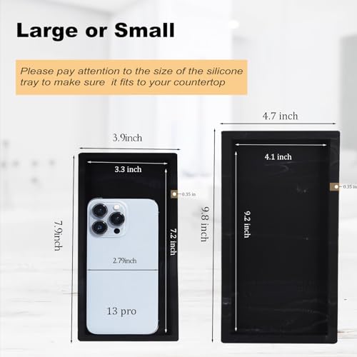 Bathroom Trays for Counter, Slicone Vanity Trays for Bathroom, Rectangle Sponge Holder for Kitchen Sink - Marble Black - color: Marble Black, size: 9.8" x 4.7"