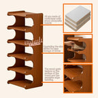 Tall Narrow Solid Wood Shoe Rack, 6 Tier Vertical Shoe Storage Tower, Freestanding Corner Organizer for Small Entryways, Slim Space-Saving Shoe Rack (12.6" L x 9.84" W x 32.1" H) - size: 6layers 32.1"H