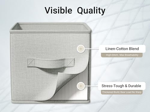 LayerSpace 4 Pack Foldable Fabric Closet Storage Bins, 11Inch Organizer Cubes with Handles, Linen Storage Boxes for Clothes, Toys, Books and Home Organization,Gray - color: Light Gray, size: 4pcs-11"x11"x11"