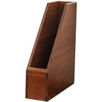 Small Wooden Vertical Magazine Holder - File Organizer for Desk - Upright Paper Organizer, File Holder, Desktop Shelf Bookends - Desktop Organizer for Magazines, Papers, Folders for Documents (1-Pack)