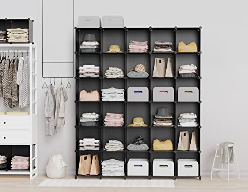 HOMIDEC Closet Organizers and Storage, 9 Cube Storage Organizer, Portable Closet Organizer Cubes Shelves for Clothes, Bedroom, Kids Room, Bathroom, Wardrobe, Garment Racks, Black - color: Black, size: Large