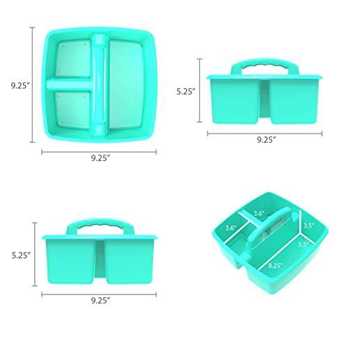 Storex 3-Compartment Small Caddy – Multipurpose Classroom Organizer with Handle, Teal, 6-Pack (00952U06C), 9.25 x 9.25 x 5.25 Inches - color: Teal, size: 6-Pack, style: Small