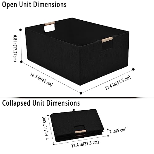 xianshengle Storage Bins & Fabric Storage Basket for Shelves - Decorative Baskets Storage Box Cubes Containers W/Handles for Closet Shelf Nursery Toy, Home, Office, Books,Bathroom (Black)