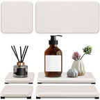 4PCS Water Absorbing Stone Tray, Quick Drying Diatomite Stone Sink Tray, Water Absorbent Stone Coasters for Bathroom Counter, Kitchen Soap Dish Holders Toothbrush Holders in Modern Home - color: White