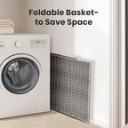 DUMOS Woven Laundry Basket with Lid, 90L Large Capacity Hamper, Removable & Machine-Washable Liner, Foldable Rattan Clothes Hamper, Sturdy Steel Frame, Odor Control, Dove Gray - color: Dove Gray, size: 90L