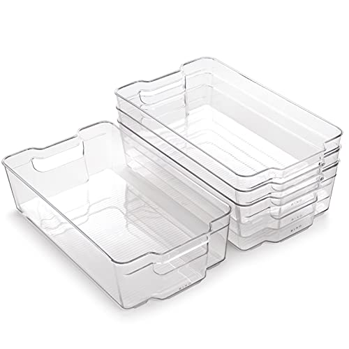 BINO | Stackable Storage Bins, X-Large - 4 Pack | THE STACKER COLLECTION | Clear Plastic Storage Bins | Organization Containers for Pantry & Fridge | Multi-Use Organizer Bin | BPA-Free - size: 4PK - X-Large
