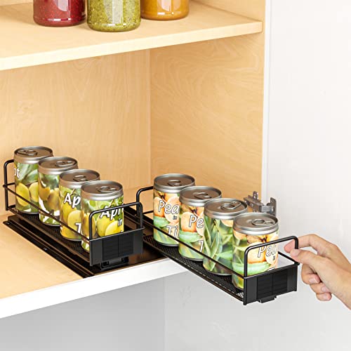 SpaceAid Pull Out Spice Rack Organizer for Cabinet, Heavy Duty Slide Out Seasoning Kitchen Organizer, Cabinet Organizer, with Labels, 7.7" W x10.8 D x4 H, 2 Drawers 1-Tier - style: Two 3"W Drawers, 1-Tier