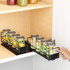 SpaceAid Pull Out Spice Rack Organizer for Cabinet, Heavy Duty Slide Out Seasoning Kitchen Organizer, Cabinet Organizer, with Labels, 7.7" W x10.8 D x4 H, 2 Drawers 1-Tier - style: Two 3"W Drawers, 1-Tier