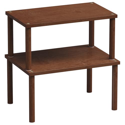 VERTORGAN Cabinet Organizer Shelf(Set of 2),Kitchen Counter Shelves,Bamboo Spice Rack Countertop and Cabinet,Stackable Expandable,Medium(Brown) - color: Brown, size: 11.8"W