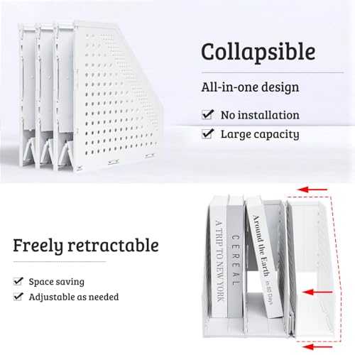 SAYEEC 1Pcs Collapsible Plastic Magazine File Holder Vertical Binder Storage Organizer for Desk Sturdy Upright Desktop Magazine Organizer Folder Rack for Office School Home (3 Compartments, Gray) - color: 1Pcs Gray (3 Compartments)