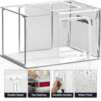 Sorbus Storage Bins with Metal Frame - Stackable & Foldable Clothes Organizer Bags - Clear Soft Plastic Storage Containers (4 Pack, Large) - size: Large, style: 4 Pack