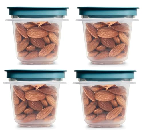 Container 0.5-Cup Flex & Seal Leak Proof Lids Food Storage Set, Teal, Clear Meal Prep Flex Containers, 4 Piece Bundle Set - size: Half Cup