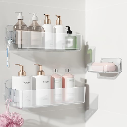 Nieifi Adhesive Wall Shelf, Shower Shelves, Shower Organizer for Bathroom Organization (A-Clear, 3 pieces) - color: A-Clear, size: 3 pieces