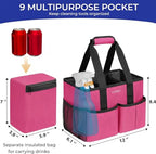 Ytonet Cleaning Caddy, Water Resistant Cleaning Supplies Organizer with Handle & Foldable Divider for Cleaners, Housekeeping Tote for Kitchen & Bathroom, Car Tool Caddy Organizer Bag, Rosered - size: Medium