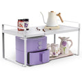 Expandable Cabinet Countertop Shelves, 9" Deep Cabinet Shelf Organizer Riser for Kitchen Pantry Cupboard Under Sink Countertop Organization Storage, Adjustable Metal Organizer Shelf with Nonslip Legs - size: 9"D*10''H*(14"~26")W