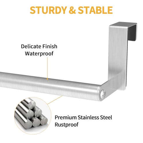 STWWO Over The Door Towel Rack, Kitchen Towel Holder Over Cabinet Door Towel Bar Stainless Steel for Cupboard for Kitchen Dish Towel Holder Hanger, 2 Pack (Brushed Nickel) - color: Brushed Nickel