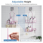 Shower Caddy, Upgraded Extended Length Shower Caddy Over Showerhead No Blocking to Shower Head, Rustproof Shower Organizer with Hooks Shampoo Soap Holder, Bathroom Large Hanging Shower Caddy - color: Pink - 2 Tier - Standard
