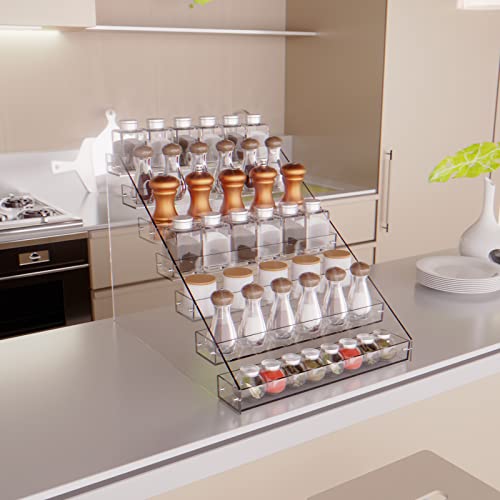 Tiered Spice Rack Acrylic, 7 Tier Clear Spice Rack Organizer for Cabinet, Vertical Spice Rack Shelf Durable Kitchen Seasoning Organizer for Countertop, Cabinet, Pantry, Kitchen Storage (7 Tier) - color: 7 Tier