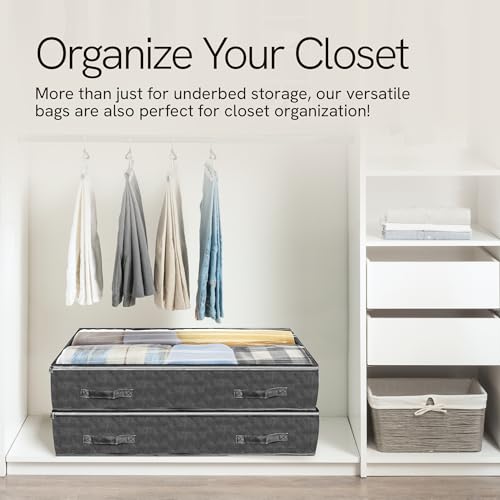 Reli. 90L Under Bed Storage Containers (8 Pack) | Closet Organizer with Clear Window | Underbed Storage Bins for Towels, Sweaters, Linens | Large Organizer for Closet (Gray)
