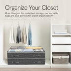 Reli. 90L Under Bed Storage Containers (8 Pack) | Closet Organizer with Clear Window | Underbed Storage Bins for Towels, Sweaters, Linens | Large Organizer for Closet (Gray)