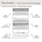Shoe Cabinet with 4 Flip Drawers, Slim Metal Wall-Mounted Shoe Storage Organizer for Entryway, Hallway, Mudroom, Hidden Narrow Rack, White - style: 4 Flip Drawers