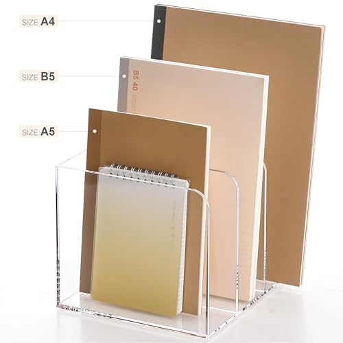 Magazine Holder, Clear Acrylic Magazine Rack, File Organizer for Office Desk, Book Organizer,-One-Piece-3 Vertical spaces,1 pack (B5)…… - style: 3 slots-B5