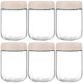 NETANY 6-pack 16oz Glass jars with Airtight Lids, Overnight Oats Containers with Lids, Wide mouth Mason Salad jars, Glass Food Storage Containers for Snacks Yogurt Spice Sugar-Beige - color: Beige-6pack-16oz