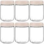 NETANY 6-pack 16oz Glass jars with Airtight Lids, Overnight Oats Containers with Lids, Wide mouth Mason Salad jars, Glass Food Storage Containers for Snacks Yogurt Spice Sugar-Beige - color: Beige-6pack-16oz