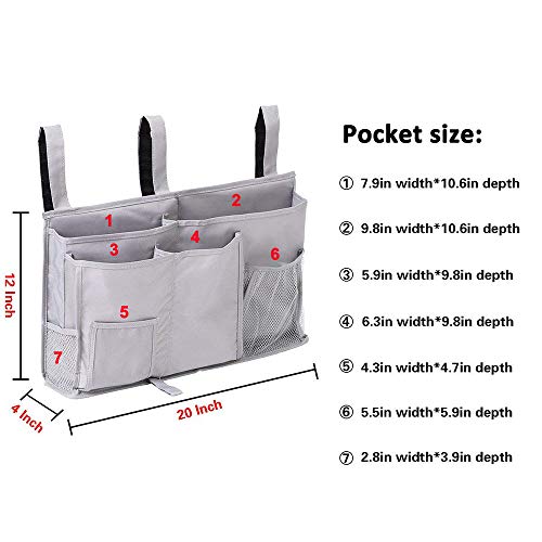Bunk Bed Organizer - Bedside Storage Caddy with Pocket, Hanging Organizer for Camp, Dorm, Room, Hospital Bed Rail and More (Grey) - color: A-Gray