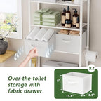 Simple Trending Over The Toilet Storage Rack with Drawers, Metal 3 Tier Bathroom Organizer Shelf with Paper Holder and 3 Hooks, White - style: 3 Tier White-Drawers
