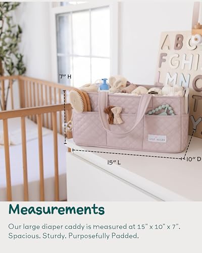 Lily Miles Baby Diaper Caddy Organizer, Quilted Nursery Storage Organizer for Newborn Essentials and Diaper Changing Station, Gift for Baby Shower and Registry Must-Have (Rosy Lilac) - color: Rosy Lilac