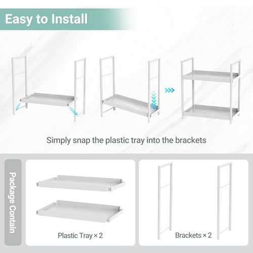 Bathroom Organizer Countertop, 2 Tier Counter Storage Shelf for Makeup Perfume Skincare Cosmetic Beauty Product, Small Vanity Countertop Tray Stand Rack Holder for Bathroom Sink Dresser, White - color: White