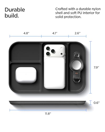 Spigen Modern Valet Tray Premium PU Storage Stylish Organizer Designed for Entryway Bedside Nightstand Desk for Key, Wallet, Watch, Phone, Jewelry, and Everyday Carry Accessories - Black (Sectional) - size: Sectional