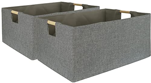 Storage Bin for Shelves Rectangle Closet Baskets Foldable Box with Handles, Gray Storage Bins, Storage Boxes for Home Office Car Dormroom - color: Gray-2pack