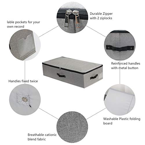 AMJ Under Bed Storage Organizer, Set of 3, Underbed Closet Storage Solution for Closet Organizers Storage Containers with Durable Handles Thick Fabric, Breathable, Linen Dark Gray - color: Dark Gray, 3PCS