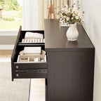 Jocoevol Modern 6 Drawer Dresser - Simply Chest of Drawers for Bedroom, Closet, Living Room, Hallway, Entryway, Wood Storage Double Dresser with Smooth Metal Rails - Retro Brown - color: Retro Brown