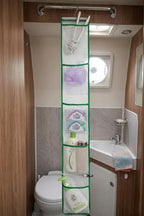 ALYER Narrow Mesh Fabric Shower Caddy Organizer with Hanger,Hanging Mesh Pockets for Shampoo, Conditioner, Soap and Body Wash (Green) - color: Green-hanger